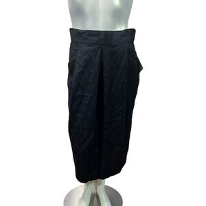 Vintage 90s Melrose Black Textured Pleated Midi Skirt Pockets 12